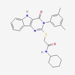 N-cyclohexyl-2-((3-(3,5-dimethylphenyl)-4-oxo-4,5-dihydro-3H-pyrimido[5,4-b]indol-2-yl)thio)acetamide