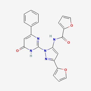 N-(3-(Furan-2-yl)-1-(6-oxo-4-phenyl-1,6-dihydropyrimidin-2-yl)-1H-pyrazol-5-yl)furan-2-carboxamide