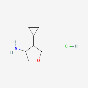 molecular formula C7H14ClNO B2680002 4-环丙基四氢呋喃-3-胺盐酸盐 CAS No. 2138160-47-9