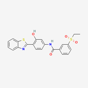 molecular formula C22H18N2O4S2 B2680014 N-(4-(benzo[d]thiazol-2-yl)-3-hydroxyphenyl)-3-(ethylsulfonyl)benzamide CAS No. 904828-08-6