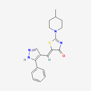 (Z)-2-(4-methylpiperidin-1-yl)-5-((3-phenyl-1H-pyrazol-4-yl)methylene)thiazol-4(5H)-one