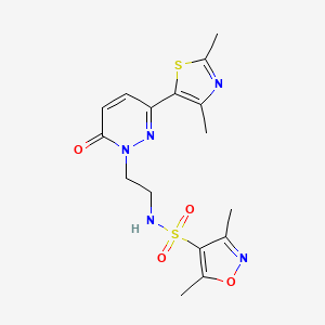 molecular formula C16H19N5O4S2 B2680024 N-(2-(3-(2,4-二甲基噻唑-5-基)-6-氧代吡啶-1(6H)-基)乙基)-3,5-二甲基异噁唑-4-磺酰胺 CAS No. 1251557-84-2