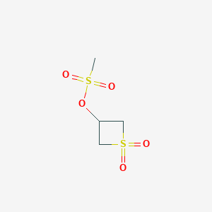 molecular formula C4H8O5S2 B2680025 1,1-Dioxidothietan-3-yl methanesulfonate CAS No. 2089377-05-7