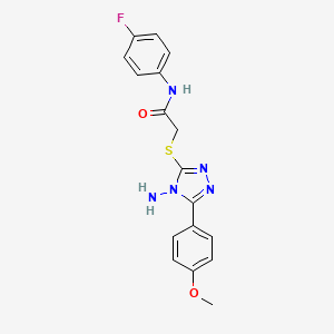 molecular formula C17H16FN5O2S B2680075 2-{[4-amino-5-(4-methoxyphenyl)-4H-1,2,4-triazol-3-yl]sulfanyl}-N-(4-fluorophenyl)acetamide CAS No. 781654-61-3