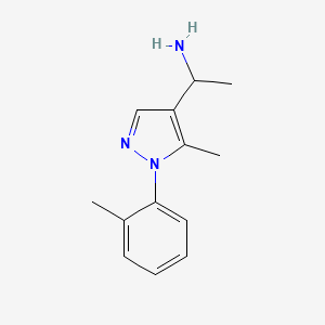 molecular formula C13H17N3 B2680097 {1-[5-methyl-1-(2-methylphenyl)-1H-pyrazol-4-yl]ethyl}amine hydrochloride CAS No. 1152950-01-0