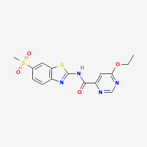 molecular formula C15H14N4O4S2 B2680127 6-ethoxy-N-(6-(methylsulfonyl)benzo[d]thiazol-2-yl)pyrimidine-4-carboxamide CAS No. 2034634-54-1