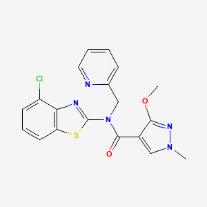 molecular formula C19H16ClN5O2S B2680140 N-(4-chlorobenzo[d]thiazol-2-yl)-3-methoxy-1-methyl-N-(pyridin-2-ylmethyl)-1H-pyrazole-4-carboxamide CAS No. 1172480-32-8