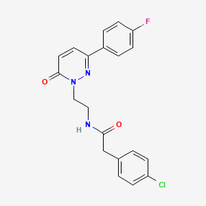 molecular formula C20H17ClFN3O2 B2680145 2-(4-chlorophenyl)-N-(2-(3-(4-fluorophenyl)-6-oxopyridazin-1(6H)-yl)ethyl)acetamide CAS No. 921530-71-4