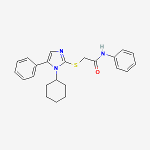 molecular formula C23H25N3OS B2680147 2-((1-cyclohexyl-5-phenyl-1H-imidazol-2-yl)thio)-N-phenylacetamide CAS No. 1207022-48-7