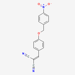 molecular formula C17H11N3O3 B2680149 2-({4-[(4-Nitrophenyl)methoxy]phenyl}methylidene)propanedinitrile CAS No. 340211-91-8