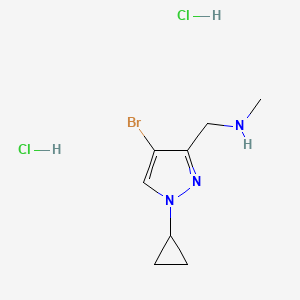 molecular formula C8H14BrCl2N3 B2680155 1-(4-Bromo-1-cyclopropylpyrazol-3-yl)-N-methylmethanamine;dihydrochloride CAS No. 2514953-00-3