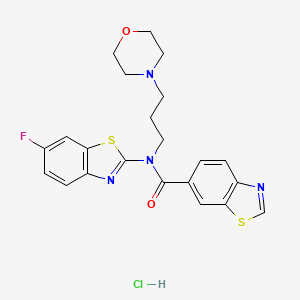 molecular formula C22H22ClFN4O2S2 B2680158 N-(6-fluorobenzo[d]thiazol-2-yl)-N-(3-morpholinopropyl)benzo[d]thiazole-6-carboxamide hydrochloride CAS No. 1215565-29-9