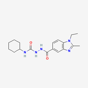 molecular formula C18H25N5O2 B2680168 1-Cyclohexyl-3-[(1-ethyl-2-methylbenzimidazole-5-carbonyl)amino]urea CAS No. 716372-39-3