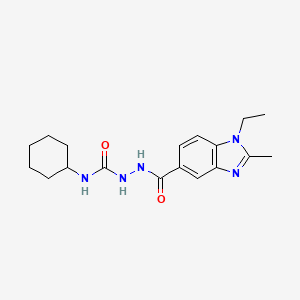 molecular formula C18H25N5O2 B2680168 N-[(cyclohexylcarbamoyl)amino]-1-ethyl-2-methyl-1H-1,3-benzodiazole-5-carboxamide CAS No. 716372-39-3