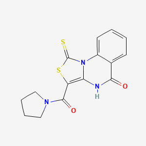 molecular formula C15H13N3O2S2 B2680171 3-(pyrrolidin-1-ylcarbonyl)-1-thioxo[1,3]thiazolo[3,4-a]quinazolin-5(4H)-one CAS No. 440323-46-6