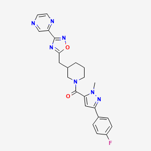 (3-(4-fluorophenyl)-1-methyl-1H-pyrazol-5-yl)(3-((3-(pyrazin-2-yl)-1,2,4-oxadiazol-5-yl)methyl)piperidin-1-yl)methanone