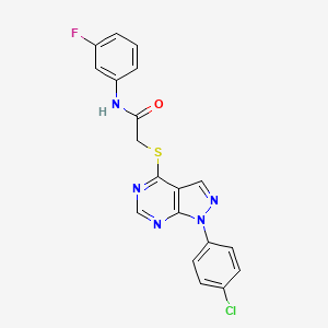 molecular formula C19H13ClFN5OS B2680178 2-{[1-(4-氯苯基)-1H-吡嗪并[3,4-d]嘧啶-4-基]硫代}-N-(3-氟苯基)乙酰胺 CAS No. 577990-32-0