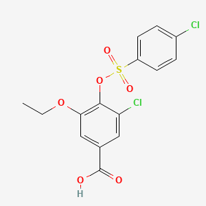 molecular formula C15H12Cl2O6S B2680183 3-氯-4-{[(4-氯苯基)磺酰氧基]-5-乙氧基苯甲酸 CAS No. 1051154-47-2