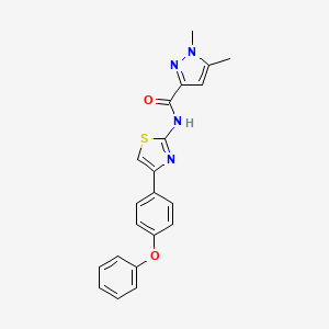 molecular formula C21H18N4O2S B2680184 1,5-二甲基-N-(4-(4-苯氧基苯基)噻唑-2-基)-1H-吡唑-3-甲酰胺 CAS No. 1013782-96-1