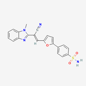 molecular formula C21H16N4O3S B2680207 (E)-4-(5-(2-氰基-2-(1-甲基-1H-苯并[d]咪唑-2-基)乙烯基)呋喃-2-基)苯磺酰胺 CAS No. 1164507-35-0