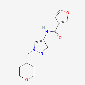 molecular formula C14H17N3O3 B2680214 N-(1-((tetrahydro-2H-pyran-4-yl)methyl)-1H-pyrazol-4-yl)furan-3-carboxamide CAS No. 1705313-25-2