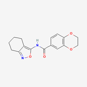 molecular formula C16H16N2O4 B2680231 N-(4,5,6,7-tetrahydrobenzo[c]isoxazol-3-yl)-2,3-dihydrobenzo[b][1,4]dioxine-6-carboxamide CAS No. 946322-66-3