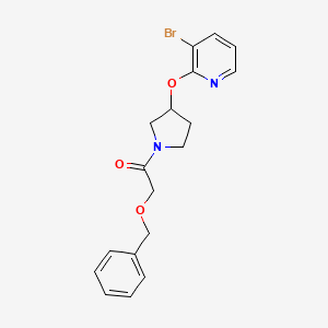 molecular formula C18H19BrN2O3 B2680232 2-(Benzyloxy)-1-(3-((3-bromopyridin-2-yl)oxy)pyrrolidin-1-yl)ethanone CAS No. 1903442-13-6