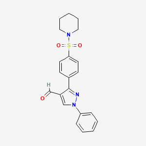 molecular formula C21H21N3O3S B2680235 1-Phenyl-3-[4-(piperidylsulfonyl)phenyl]pyrazole-4-carbaldehyde CAS No. 1234691-99-6