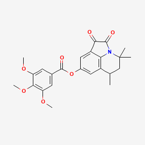 molecular formula C24H25NO7 B2680237 4,4,6-trimethyl-1,2-dioxo-1,2,5,6-tetrahydro-4H-pyrrolo[3,2,1-ij]quinolin-8-yl 3,4,5-trimethoxybenzoate CAS No. 700849-66-7