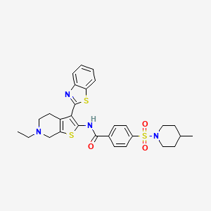 N-(3-(benzo[d]thiazol-2-yl)-6-ethyl-4,5,6,7-tetrahydrothieno[2,3-c]pyridin-2-yl)-4-((4-methylpiperidin-1-yl)sulfonyl)benzamide