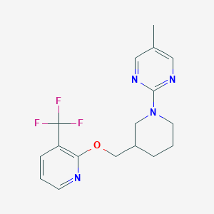 B2680244 5-Methyl-2-[3-[[3-(trifluoromethyl)pyridin-2-yl]oxymethyl]piperidin-1-yl]pyrimidine CAS No. 2379983-89-6