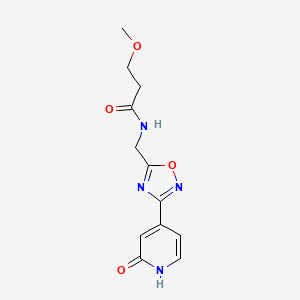 molecular formula C12H14N4O4 B2680249 3-甲氧基-N-((3-(2-氧代-1,2-二氢吡啶-4-基)-1,2,4-噁二唑-5-基)甲基)丙酰胺 CAS No. 1903166-67-5
