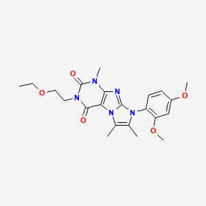 molecular formula C22H27N5O5 B2680251 8-(2,4-dimethoxyphenyl)-3-(2-ethoxyethyl)-1,6,7-trimethyl-1H-imidazo[2,1-f]purine-2,4(3H,8H)-dione CAS No. 887458-59-5