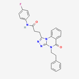 molecular formula C26H22FN5O2 B2680256 N-(4-fluorophenyl)-3-(5-oxo-4-phenethyl-4,5-dihydro-[1,2,4]triazolo[4,3-a]quinazolin-1-yl)propanamide CAS No. 899213-07-1