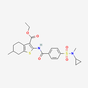 molecular formula C23H28N2O5S2 B2680262 乙酸-2-(4-(N-环丙基-N-甲基磺酰基)苯甲酰氨基)-6-甲基-4,5,6,7-四氢苯并[b]噻吩-3-甲酸酯 CAS No. 923478-78-8