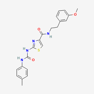 molecular formula C21H22N4O3S B2680263 N-(3-methoxyphenethyl)-2-(3-(p-tolyl)ureido)thiazole-4-carboxamide CAS No. 941988-67-6