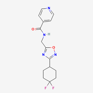 molecular formula C15H16F2N4O2 B2680276 N-((3-(4,4-difluorocyclohexyl)-1,2,4-oxadiazol-5-yl)methyl)isonicotinamide CAS No. 2034231-81-5