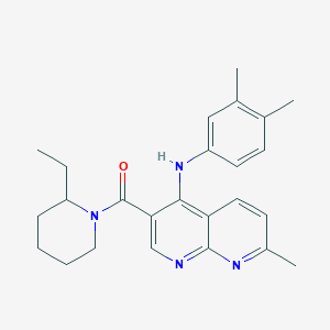 molecular formula C25H30N4O B2680277 (4-((3,4-Dimethylphenyl)amino)-7-methyl-1,8-naphthyridin-3-yl)(2-ethylpiperidin-1-yl)methanone CAS No. 1251694-28-6