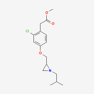 molecular formula C16H22ClNO3 B2680288 Methyl 2-[2-chloro-4-[[1-(2-methylpropyl)aziridin-2-yl]methoxy]phenyl]acetate CAS No. 2418647-94-4