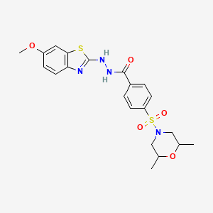 molecular formula C21H24N4O5S2 B2680299 4-((2,6-dimethylmorpholino)sulfonyl)-N'-(6-methoxybenzo[d]thiazol-2-yl)benzohydrazide CAS No. 851979-79-8