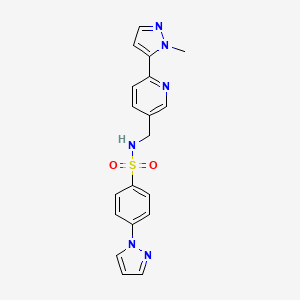 molecular formula C19H18N6O2S B2680304 N-((6-(1-methyl-1H-pyrazol-5-yl)pyridin-3-yl)methyl)-4-(1H-pyrazol-1-yl)benzenesulfonamide CAS No. 2034370-26-6