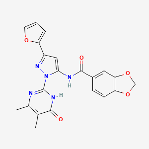 N-(1-(4,5-dimethyl-6-oxo-1,6-dihydropyrimidin-2-yl)-3-(furan-2-yl)-1H-pyrazol-5-yl)benzo[d][1,3]dioxole-5-carboxamide