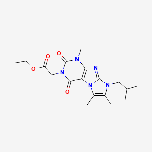 molecular formula C18H25N5O4 B2680309 乙酸2-(8-异丁基-1,6,7-三甲基-2,4-二氧代-1H-咪唑并[2,1-f]嘌呤-3(2H,4H,8H)-基)酯 CAS No. 916029-78-2