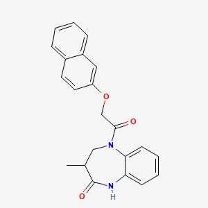 molecular formula C22H20N2O3 B2680316 3-methyl-5-(2-(naphthalen-2-yloxy)acetyl)-4,5-dihydro-1H-benzo[b][1,4]diazepin-2(3H)-one CAS No. 1031624-73-3