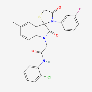 molecular formula C25H19ClFN3O3S B2680325 N-(2-chlorophenyl)-2-(3'-(3-fluorophenyl)-5-methyl-2,4'-dioxospiro[indoline-3,2'-thiazolidin]-1-yl)acetamide CAS No. 899743-35-2