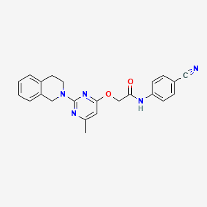 molecular formula C23H21N5O2 B2680335 N-(4-cyanophenyl)-2-((2-(3,4-dihydroisoquinolin-2(1H)-yl)-6-methylpyrimidin-4-yl)oxy)acetamide CAS No. 1251584-46-9