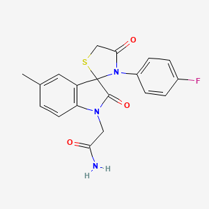 molecular formula C19H16FN3O3S B2680338 2-(3'-(4-Fluorophenyl)-5-methyl-2,4'-dioxospiro[indoline-3,2'-thiazolidin]-1-yl)acetamide CAS No. 899987-13-4