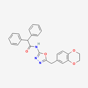 N-(5-((2,3-dihydrobenzo[b][1,4]dioxin-6-yl)methyl)-1,3,4-oxadiazol-2-yl)-2,2-diphenylacetamide
