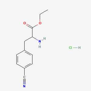 molecular formula C12H15ClN2O2 B2680343 Ethyl 2-amino-3-(4-cyanophenyl)propanoate hydrochloride CAS No. 193634-20-7