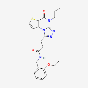 molecular formula C22H25N5O3S B2680359 N-(2-乙氧苄基)-3-(5-氧代-4-丙基-4,5-二氢噻吩[2,3-e][1,2,4]三唑-1-基)丙酰胺 CAS No. 1217015-39-8